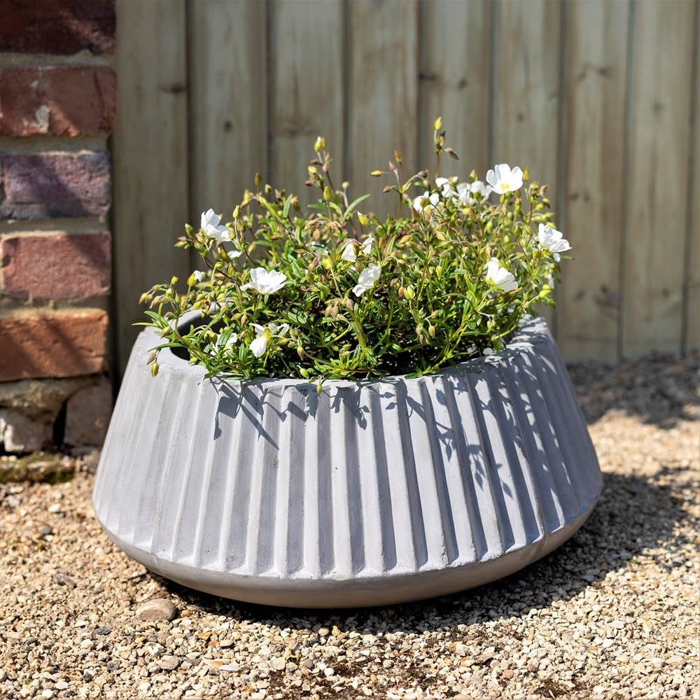 Primrose Fibrecotta Round Planter 43cm Grey