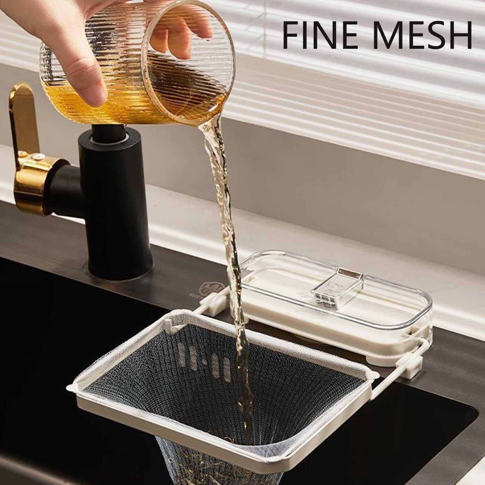Küchensieb, Küchenspüle Müllfilter Rack Saugnapf, Spülbecken Abflusssieb, Wasserfilter(2 Black)