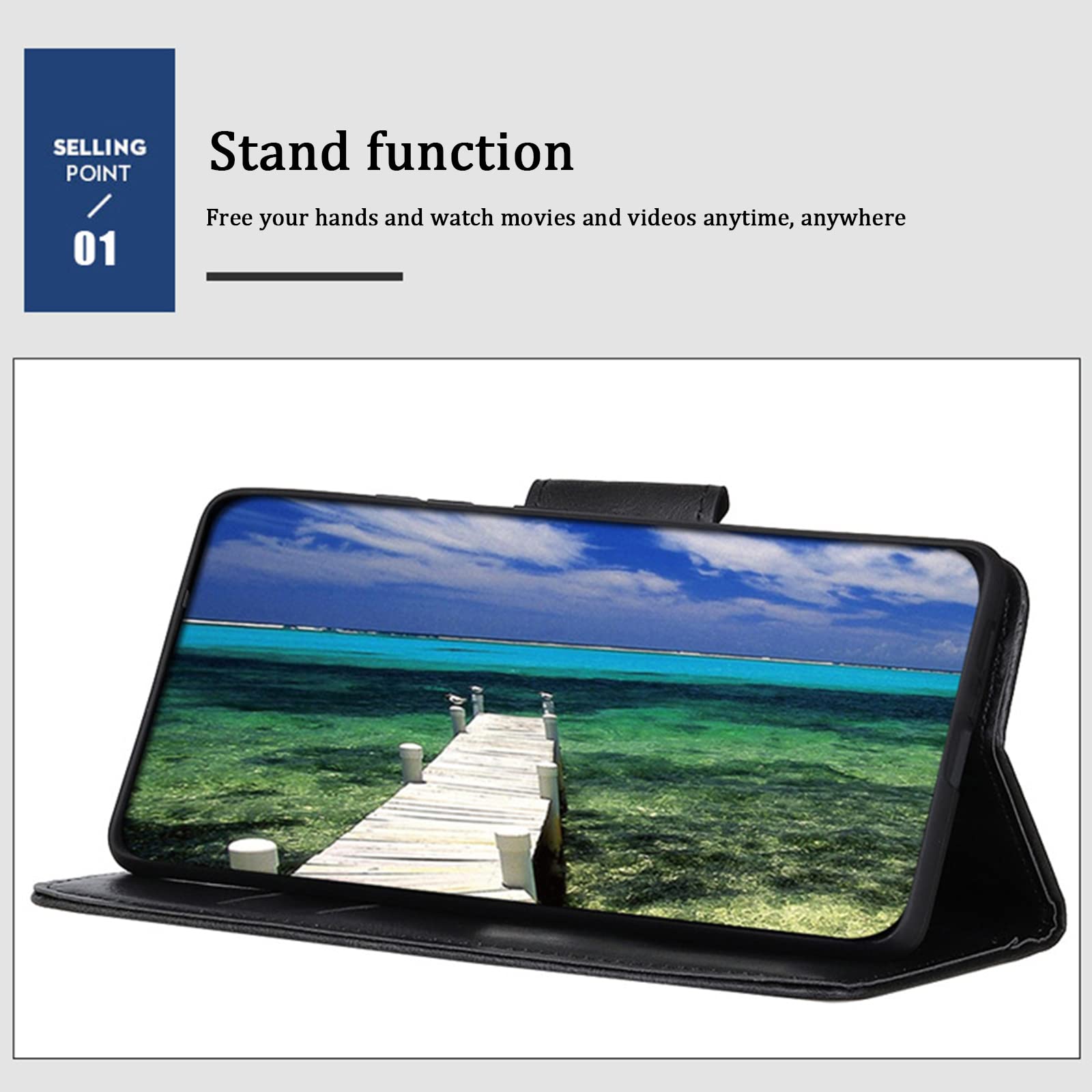 GOKEN Cover Per Sony Xperia 1 IV – Custodia Portafoglio In PU Pelle Con Slot E Supporto, Viola Chiaro - 5