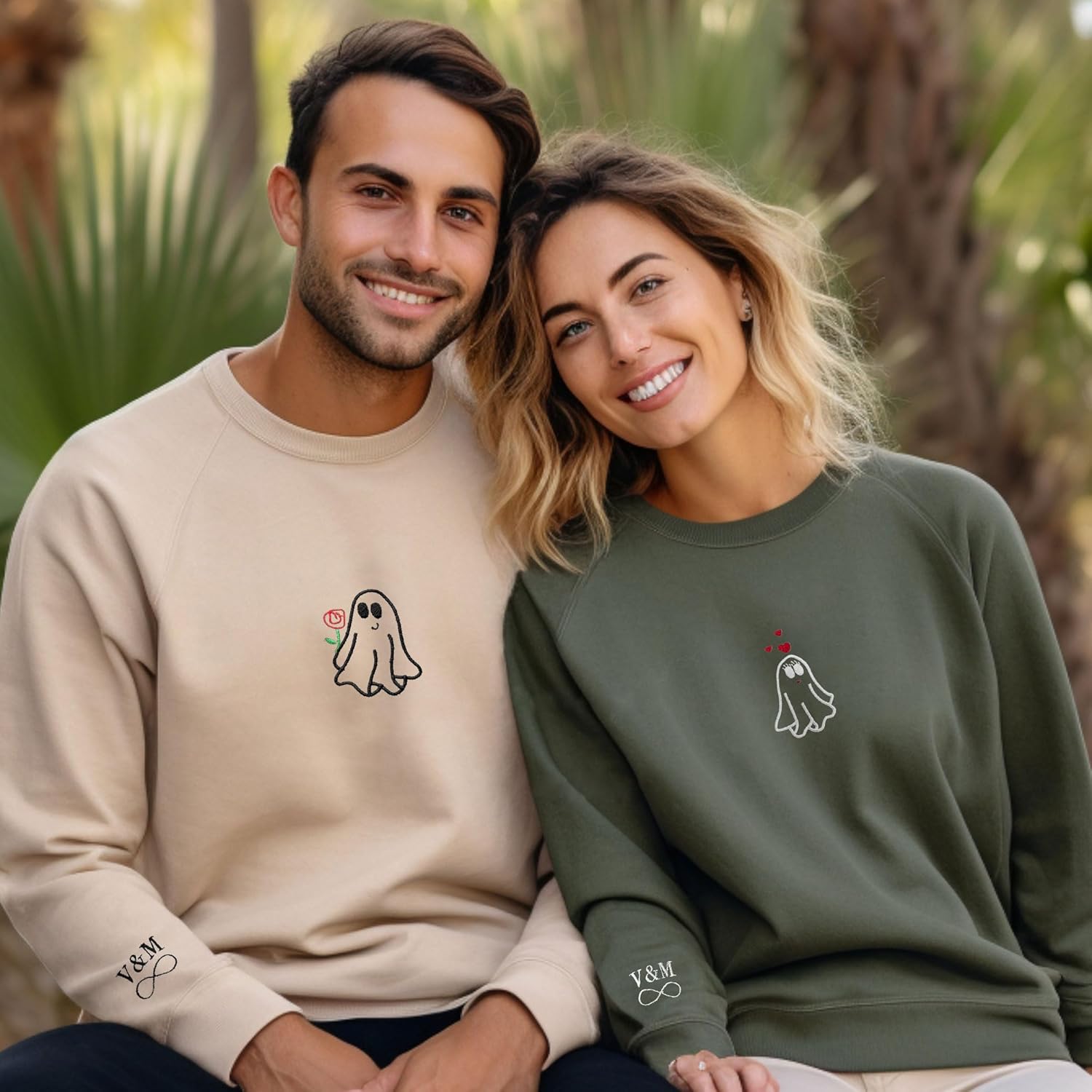 GodLover Custom Couple Embroidered Sweatshirt, Personalized Matching Hoodie, Gift for Valentines, Halloween, Christmas - Image 4