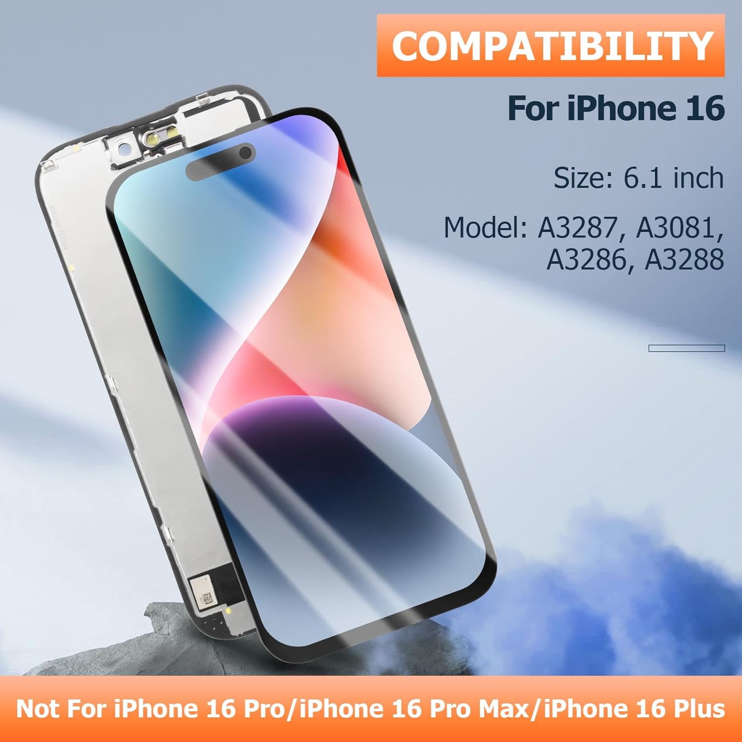 INCELL for iPhone 16 Screen Replacement for iPhone 16 LCD Display A3287, A3081, A3286, A3288 LCD Digitizer Touch Screen Assembly Repair Kit