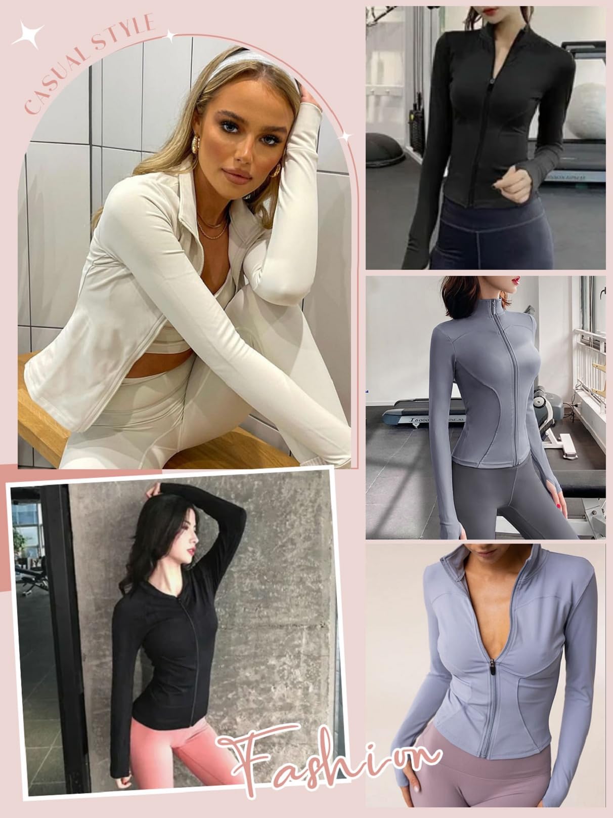 Yutdeng Chaqueta Running Mujer Sudadera con Cremallera Chaqueta Deportiva Manga Larga Secado Rápido Transpirable Ropa Deportiva Mujer Tops Correr Gym Yoga con Agujeros para Pulgar,Blanco,S