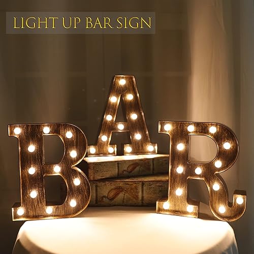 Miniatura 2 de Letras con iluminación led industrial diseño de las 26 letras del alfabeto letreros de bar Cafe decoración para fiestas de cumpleaños Navidad bodas