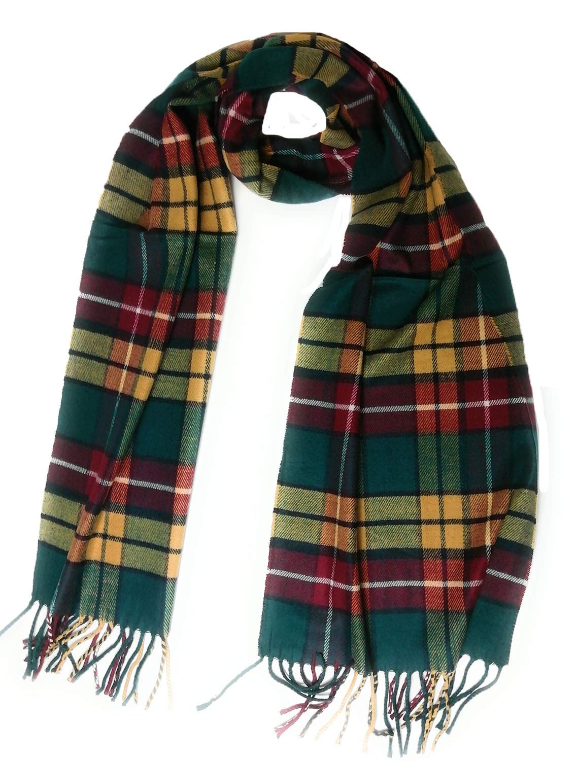 Kgm Accessories Unisex Gold Super Soft Scottish Tartan Cashmere Plaid Scarf - Tartan Scarves For Men Women (Gold)