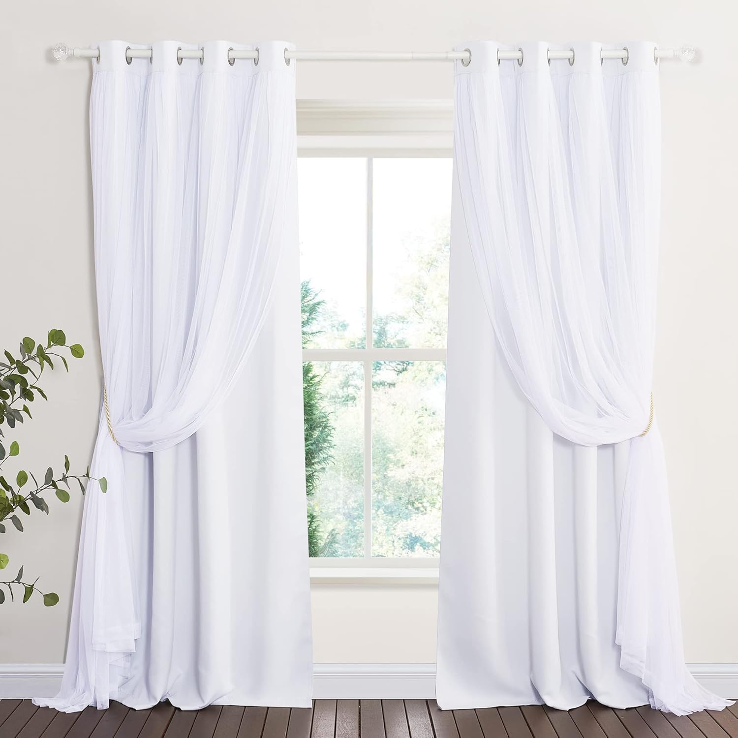 RYB HOME Cortinas Autoadhesivas 100% Opacas Para Sala De Estar, Cortinas Portátiles Con