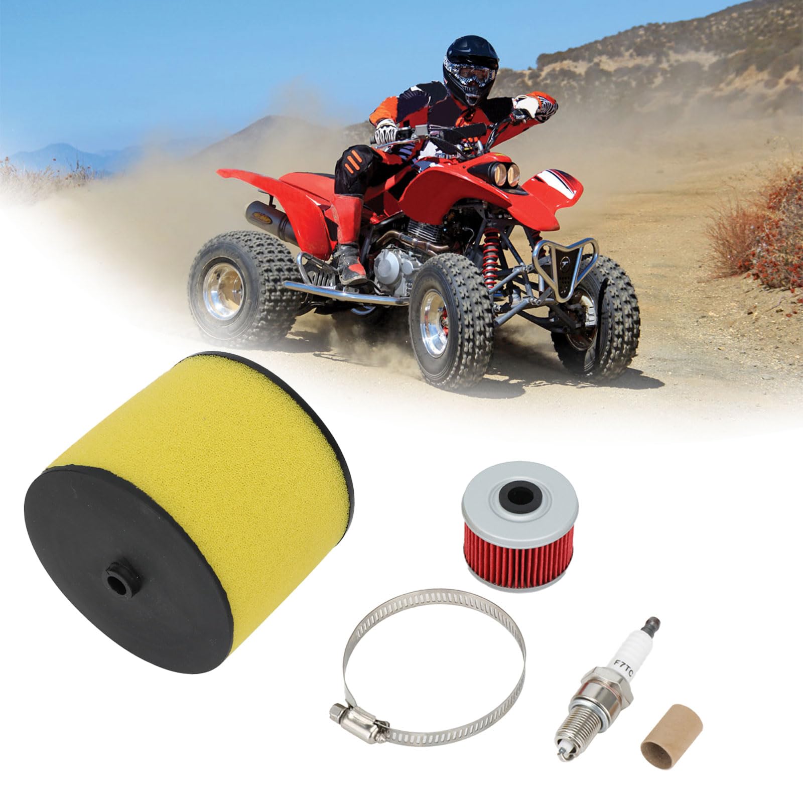 Filtros de aire para motocicleta Filtro de admisión Filtro de aceite ATV Filtro de aire deportivo Bujía para Sportrax TRX400EX 2x4 1999-2008, TRX400X 2x4 2009-2015 TRX 400