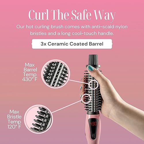 Vista 3 de Alure Cepillo Térmico para Peinar - Rizador/Alisador de Cabello Iónico 3 en 1 con Cerdas de Nailon Anti-Quemaduras, Varita Rizadora Eléctrica