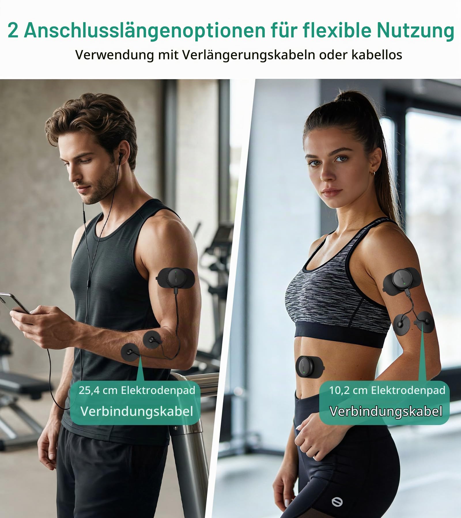 Medcursor TENS Gerät Muskelstimulator – Kabelloses 3-in-1 Dual-Channel EMS mit App Steuerung & Speicherfunktion, 25 Intensitätsstufen, 8 Programme, für Rückenschmerzen (Schwarz)