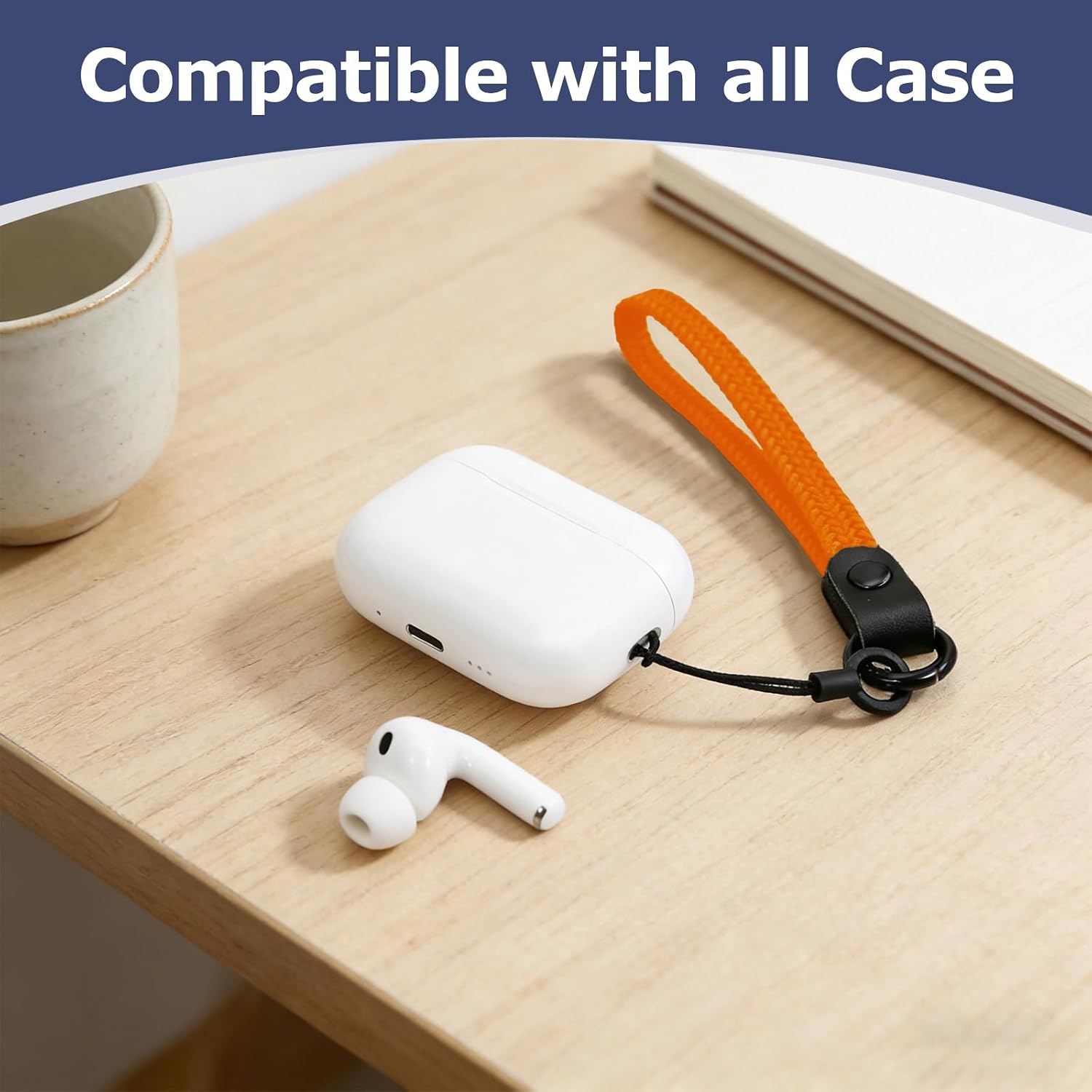 Elastic Nylon Wrist Lanyard for AirPods Case, Anti-Lost Strap for AirPods 1/2/3/Pro/Pro 2 Charging Case, Multi-Functional Wrist Strap for Phones Keys Cameras Small Gadgets, Orange image 3