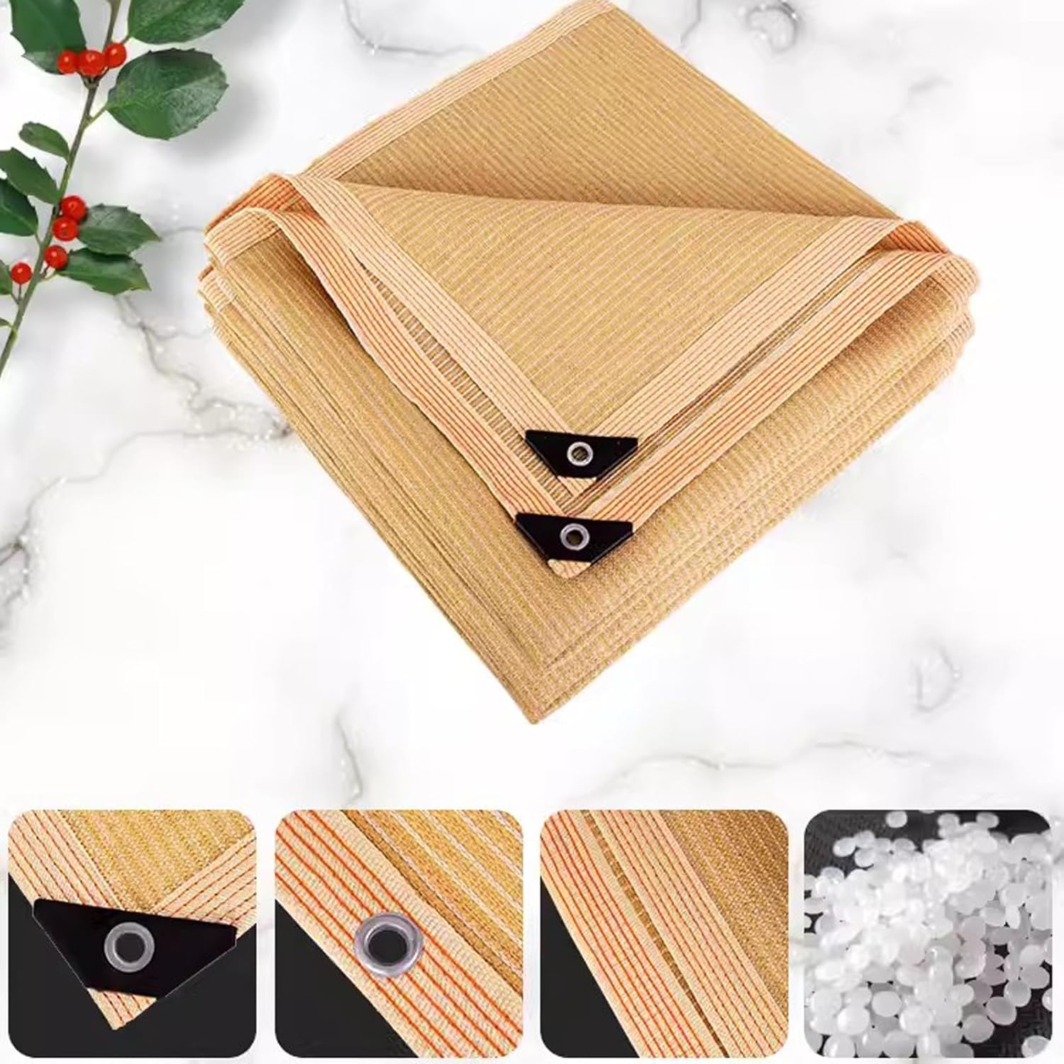 Shade Cloth with Grommets 2x2m, Shade Cloth Net, Sun Shade Sail, Rectangle Canopy Awning Shelter Fabric Cloth Screen for Outdoor Patio Garden Backyard Activities