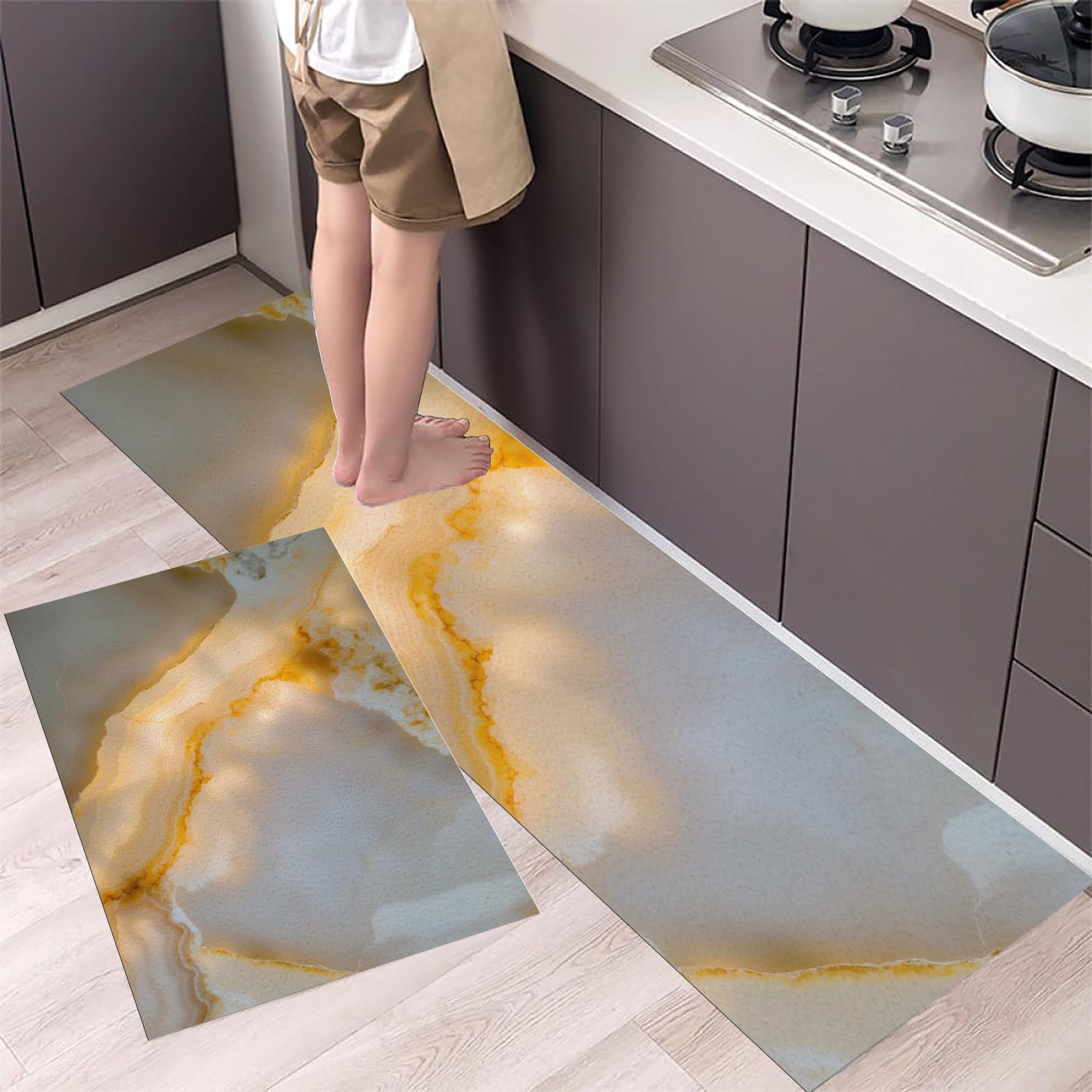 Juegos de tapetes de cocinas para pasillo antideslizantes y lavables de 44x70 y 44x120 cm
