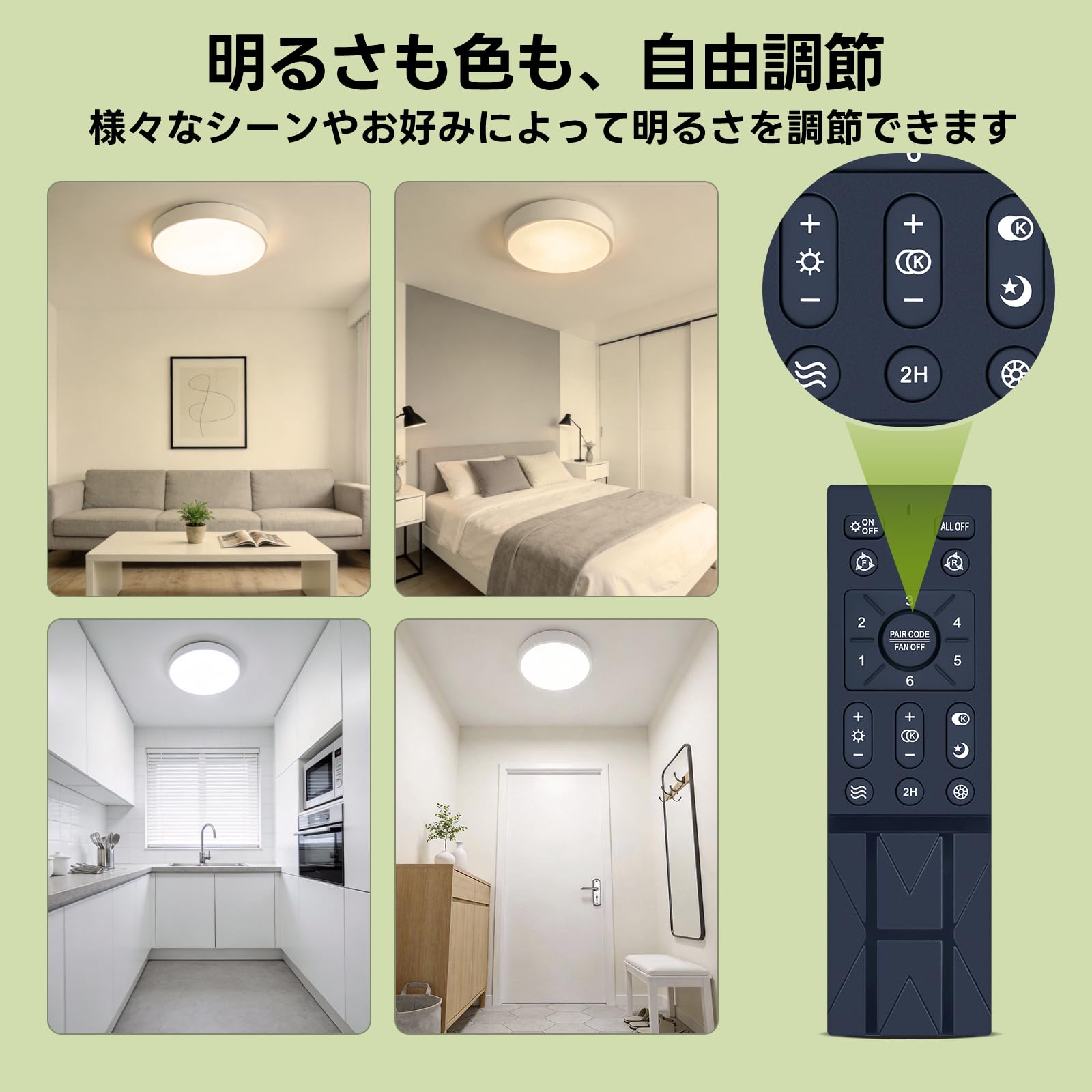 Amazon.co.jp: LEDシーリングファンライトリモコン Tasavz用のリモコン 