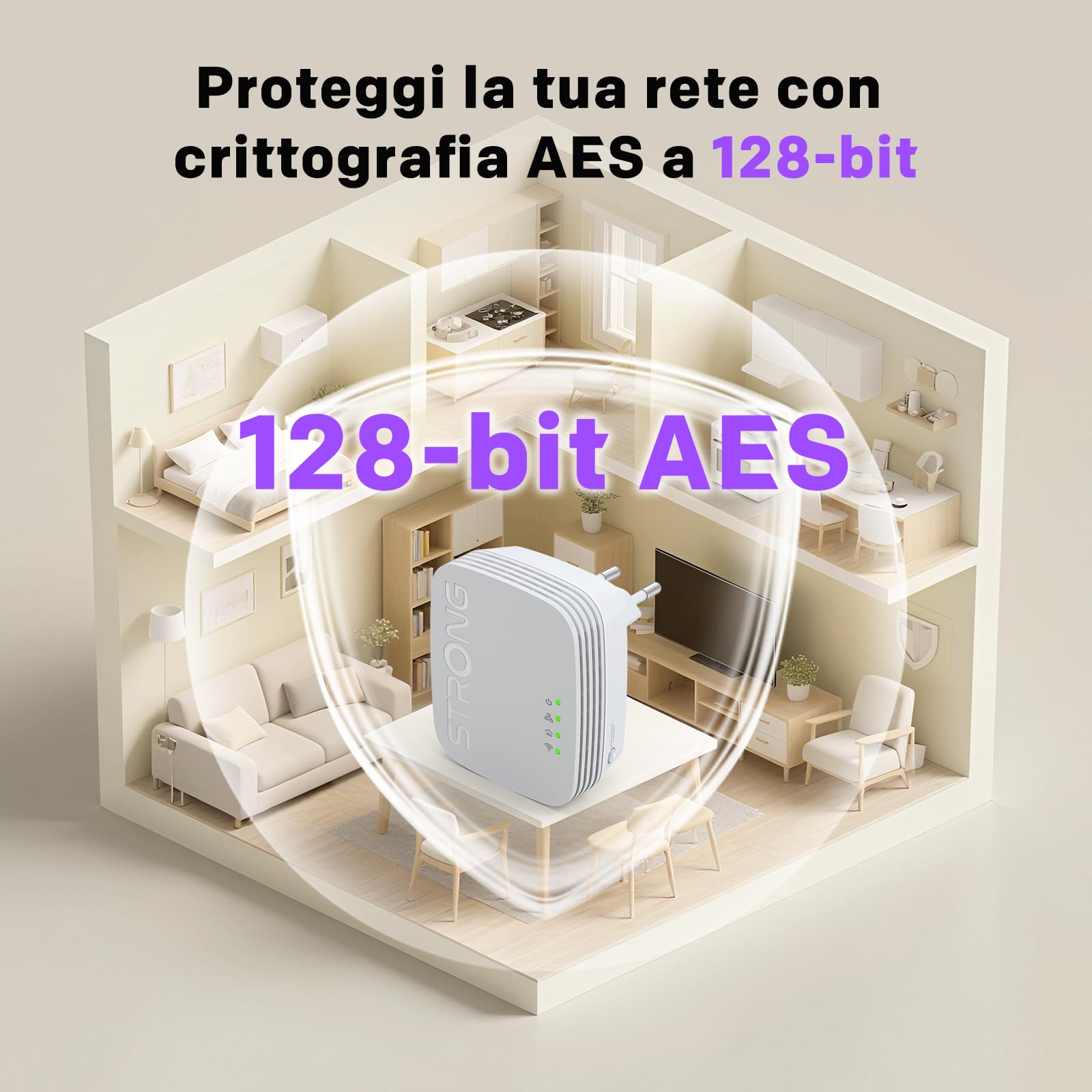 STRONG - Powerline Wifi 600 Duo Mini - 2 Adattatori 600 Mbps/Wifi 300 Mbps - Compatibile con Tutti i Modem/Router - Ethernet - Installazione rapida - Bianco