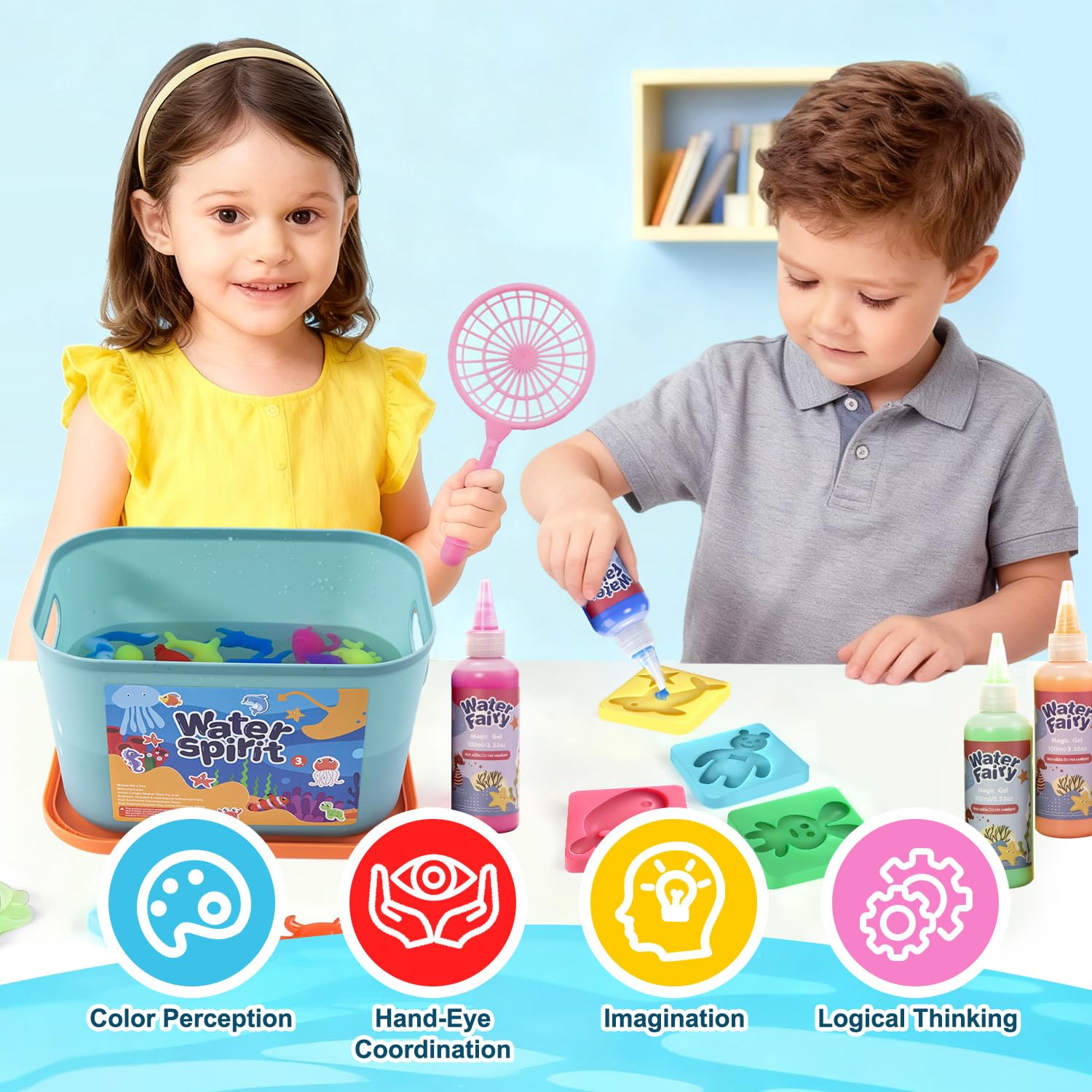 Banero 51 PCS Magic Water Elf Kit, Water Gel Kit for Kids with 14 Colors & 24 Molds, Aqua Fairy Water Gel Kit DIY Toys - Image 2