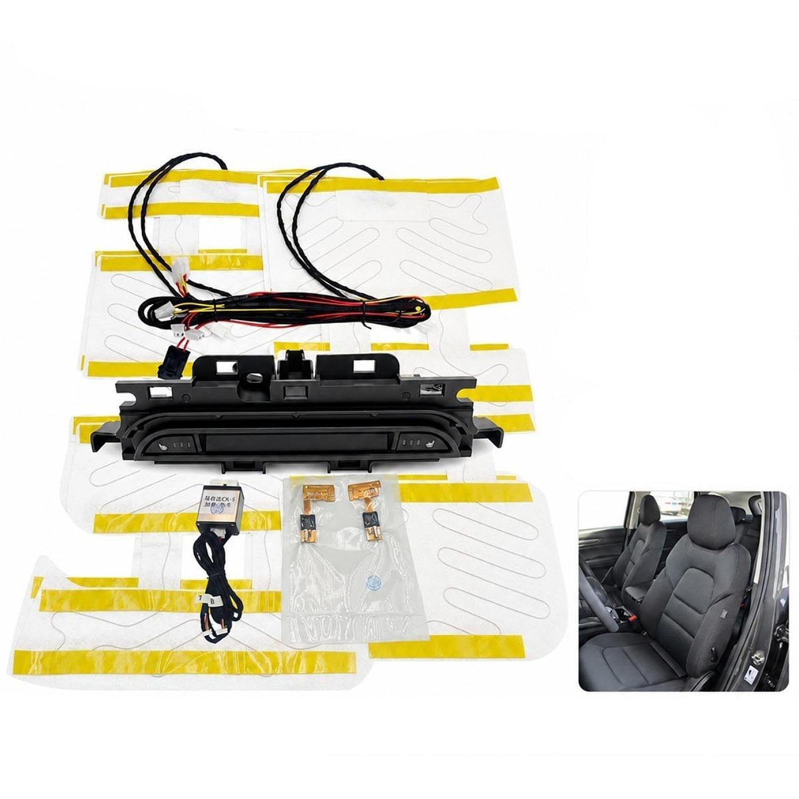4 Stück Car Seats Heater Kit Professionelle Sitzheizungsaufsätze Komplettkit mit Verkabelung Leichtfür Modifikation zur Verbesserung