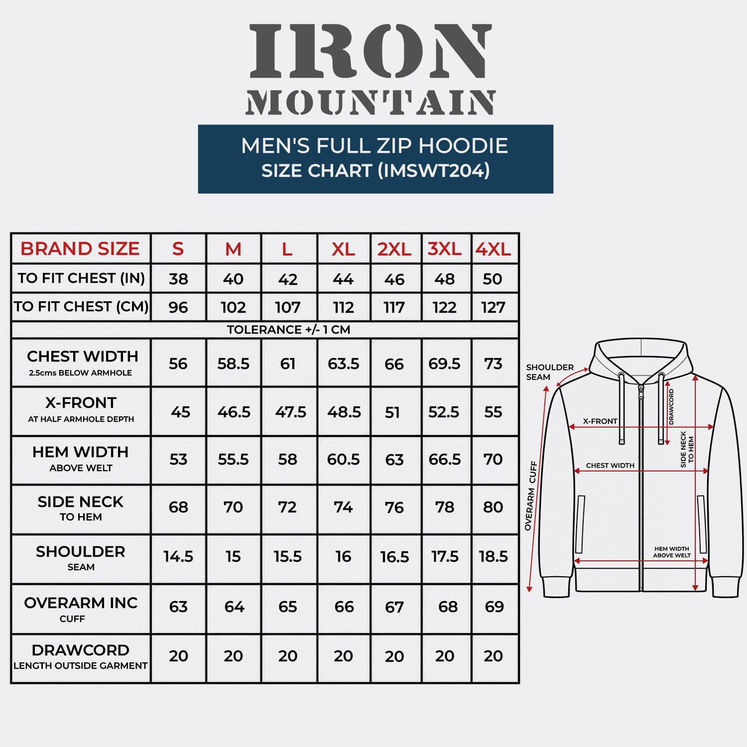 Iron Mountain Sweat à Capuche Zippé en Polaire pour Homme – Hoodie souple et confortable avec poignets côtelés