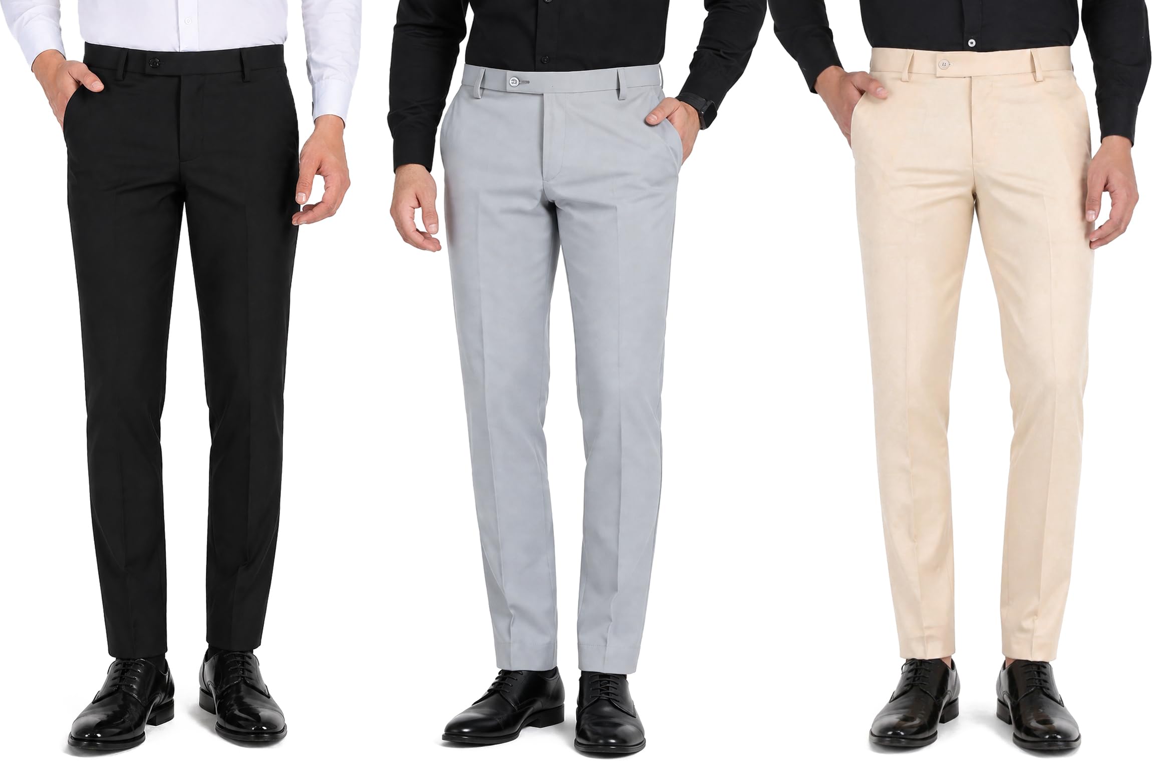 pantaro Formal Pants for Men Office Wear Combo Pack of 3 - Premium Slim Fit Formal Trouser for Men, College Pant for Boys, Gents Bottom Formal wear for Office Meeting, Party, Gathering, Wedding-picture-49