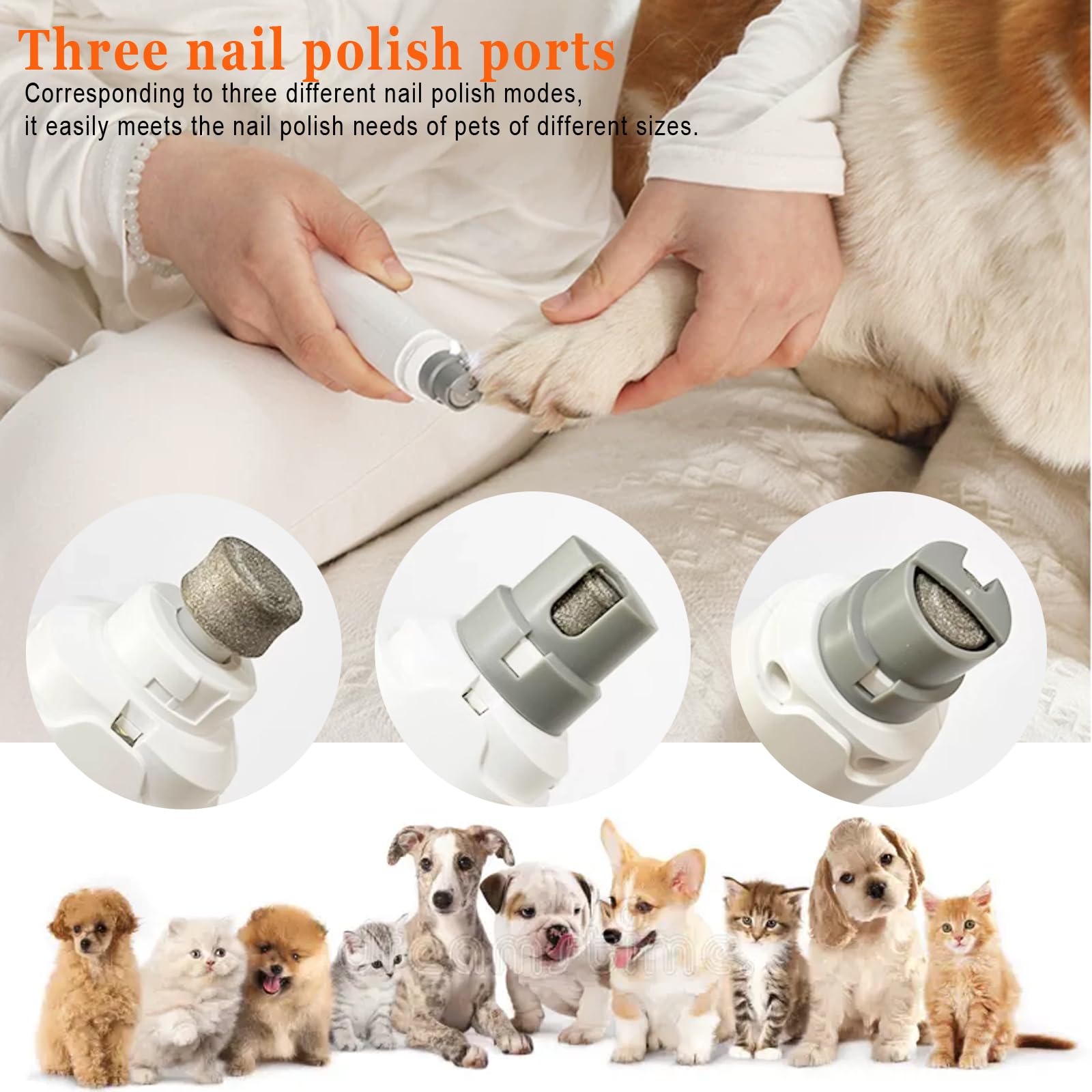 Dog Nail Grinders, Electric Rechargeable Pet Nail Trimmer Low Noise with LED Light 2-Speed Mode for Large Medium Small Dogs & Cats - image 8