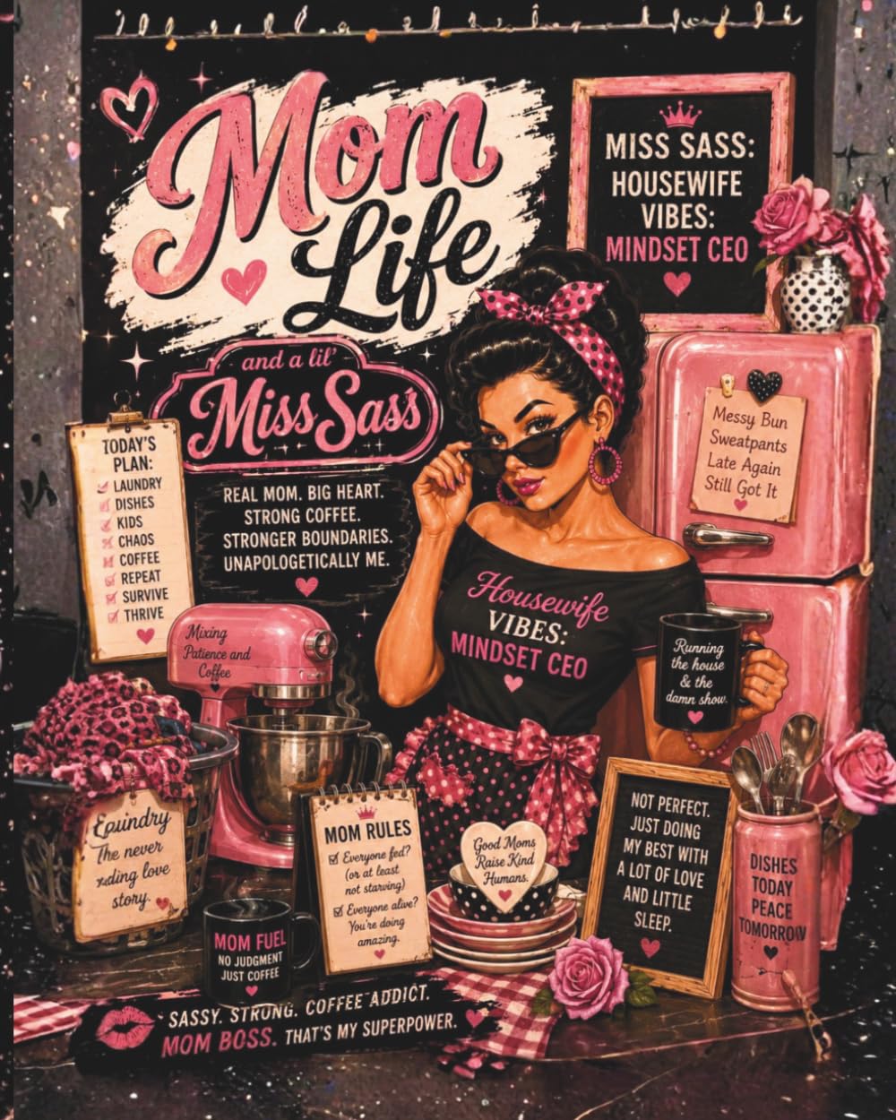 Mom Life and a Lil’ Miss Sass: Funny Retro Quotes for Moms, Coffee Lovers, Chaos Coordinators & Housewives With Attitude