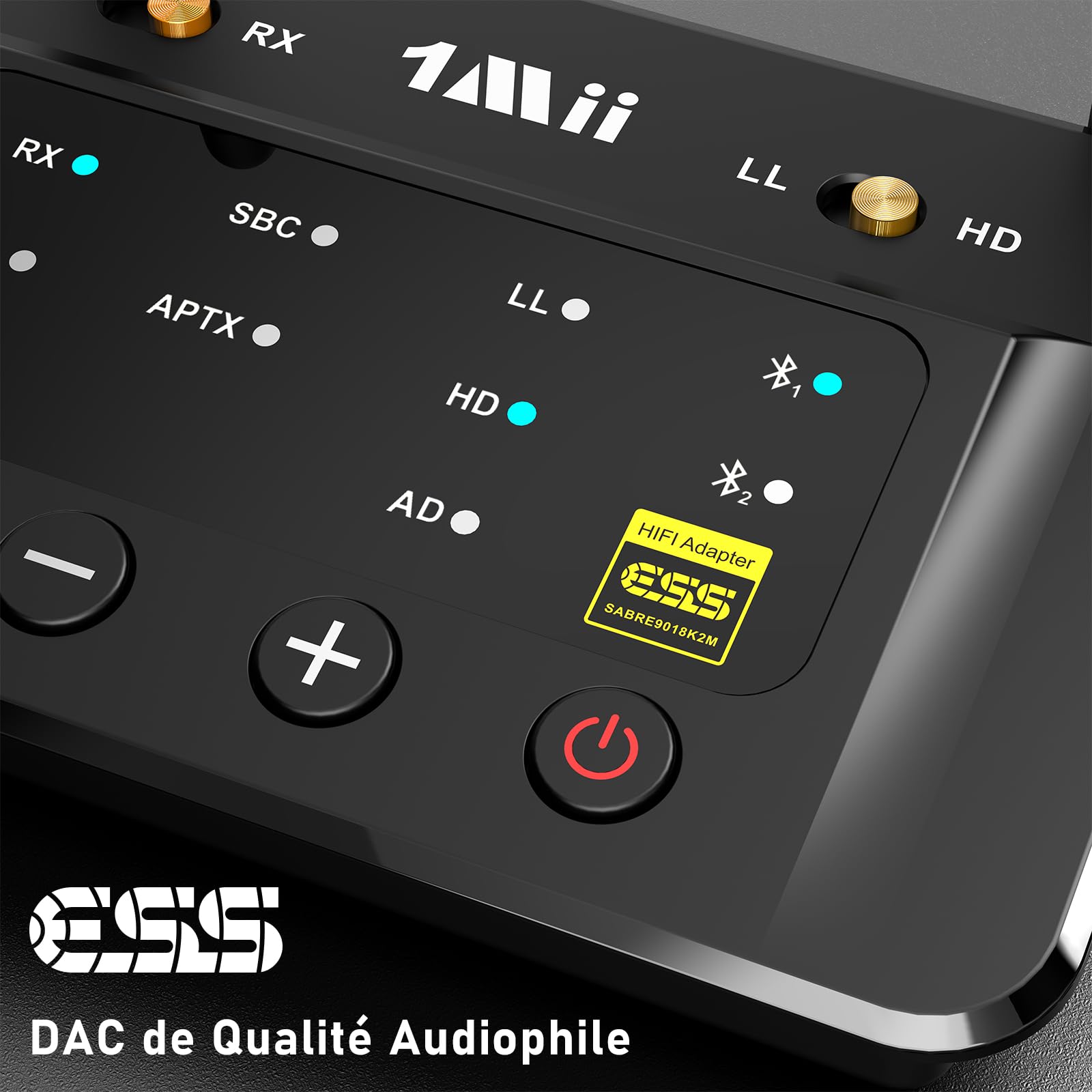 1Mii B03Pro Transmetteur Récepteur Bluetooth 5.3 | avec DAC Audiophile,aptX HD/LL/Adaptive and Longue Portée Adaptateur Audio pour Chaînes Hi-Fi/TV