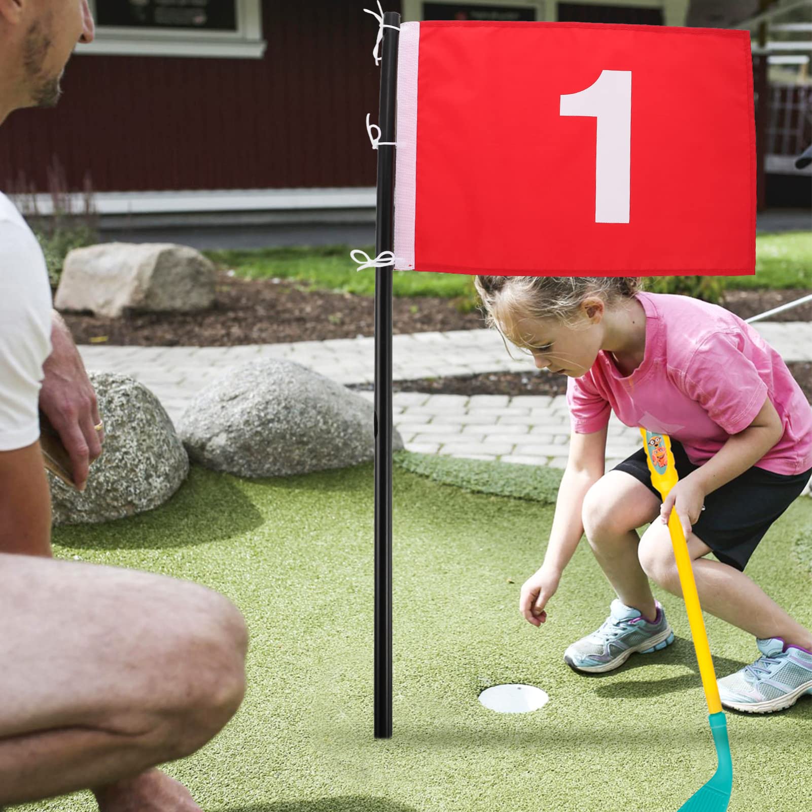 BESPORTBLE 2Pcs Golf Flaggen Übungsnummer 1 Und 2 Golfflaggen Traning Golf Peg- Flaggen Tragbare Golfzielflaggen für Den Hinterhof im Freien im Freien im Freien im Freien im Freien im Freien