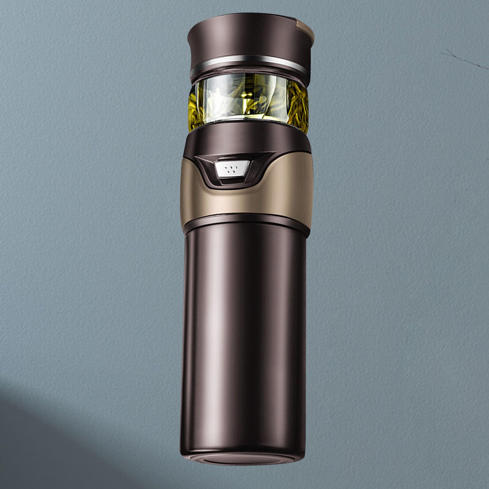 Taza de Viaje para té, Botella de té de Acero Inoxidable con Infusor, Diseño de Doble Pared, Elegante Juego de Tazas para un Aislamiento Duradero (BROWN)