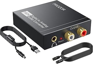 PROZOR 192KHz Digital to Analog Converter DAC Digital SPDIF Toslink to Analog Stereo Audio L/R Converter Adapter with Optical Cable for PS3 HD DVD PS4 Home Cinema Systems AV Amps Apple TV