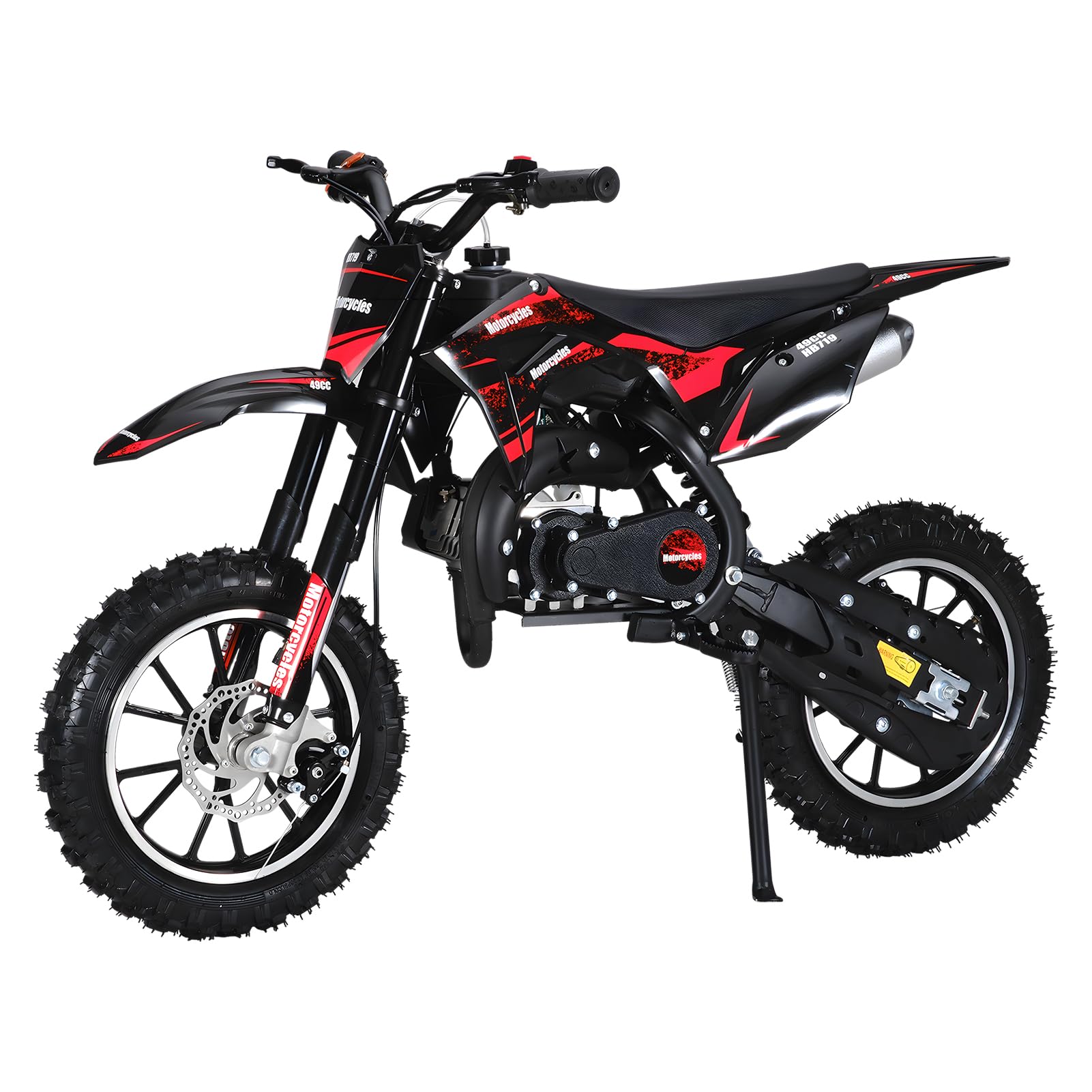 Petrol Dirt Bike for Kids, 2-Stroke Gas Powered Mini Motocross, 40KM/H Max Speed, Front & Rear Disc Brakes, 10" Off-Road Tires, Suspension Kids Motorcycle, Up to 150kg (Black-Red PRO)