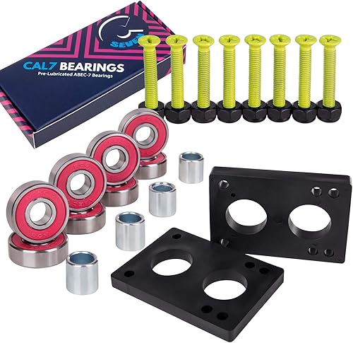 Miniatura 3 de Cal 7 Skateboard Bundle 1.25" Steel Hardware, 14" Riser Pads, and ABEC-7 Bearings
