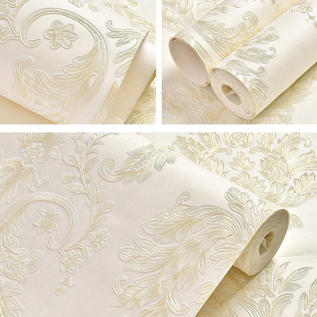 Papel Pintado Papel Pintado Autoadhesivo Beige, Papel De Pared con Estampado Tridimensional Europeo, Pegatinas De Pared para Niños Y Niñas Dormitorio, 0.53x3m / 0.53x6m (Size : 0.53x6m)