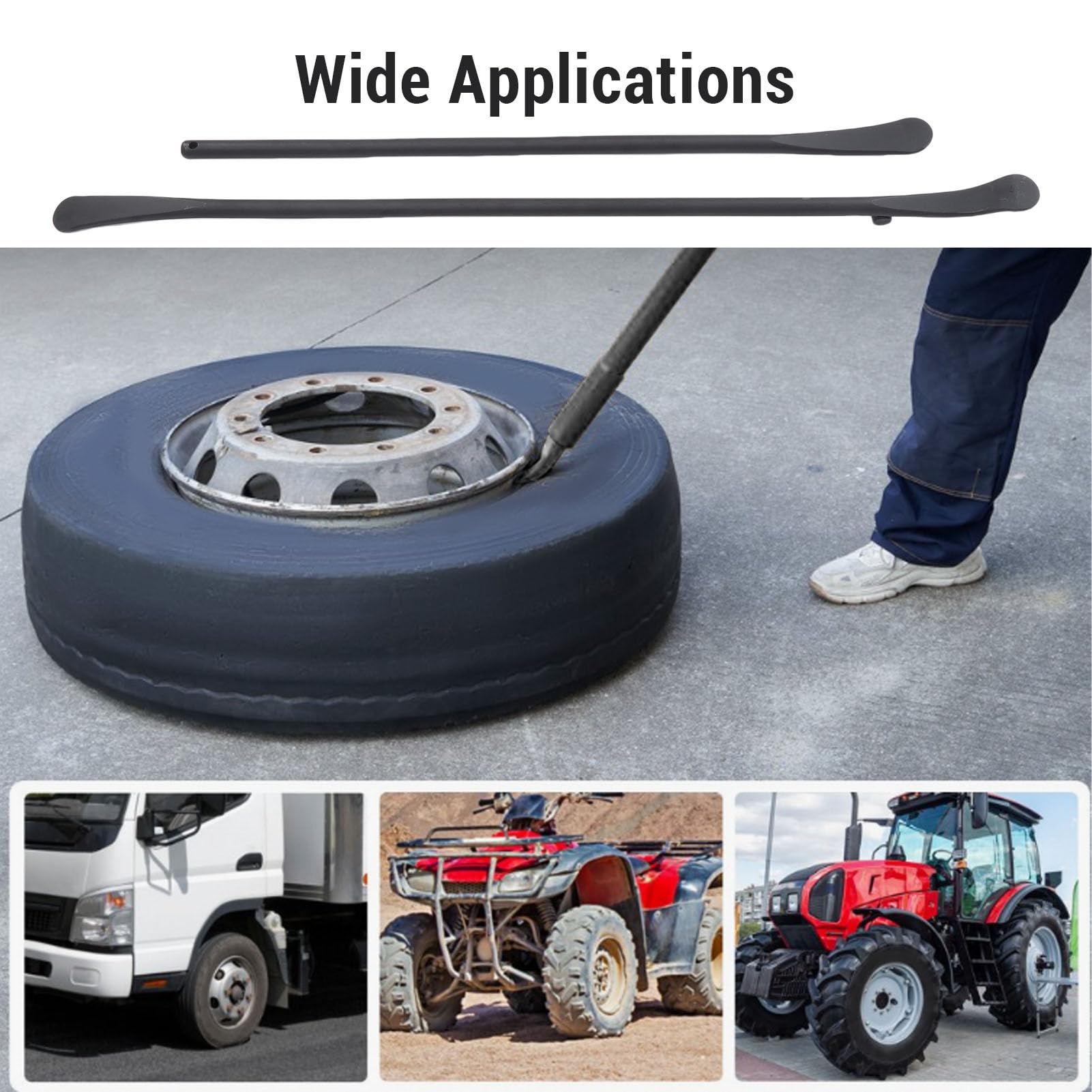 Cryfokt Palanca para Neumáticos sin Cámara, Herramienta de Montaje y Desmontaje para Neumáticos, 2 Piezas 97 Cm 76,5 Cm for Vehículo Todoterreno Autobús Coche Tractor