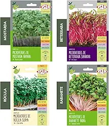 Kit 4 Sementes Microverdes Horta Em Casa Jardins Vasos (Mostarda, Beterraba, Rabanete, Rúcula)