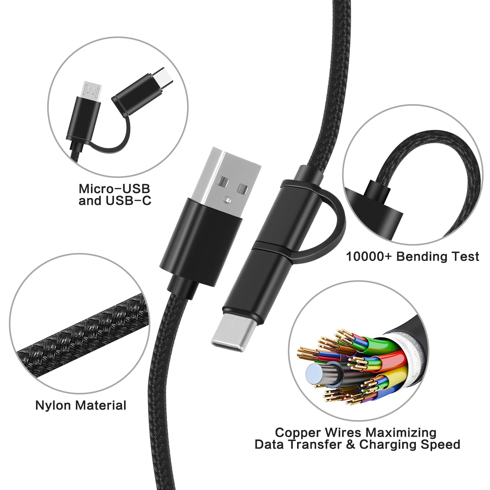 Bose - Cable de carga USB C y micro cargador para altavoz SoundLink Color I, II, III, Mini 2 II, Micro, Revolve Plus, QC, 700 (6.6 pies)