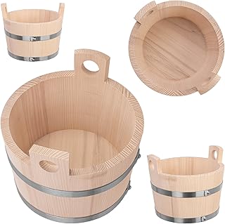 KADAX Saunakübel aus Holz, 5 Liter, Holzeimer mit Griffen, Saunaeimer für Aufgüsse, Eimer aus Naturholz, Holzkübel für Sauna, Blumenkübel, Saunazubehör (22 x 26 cm)