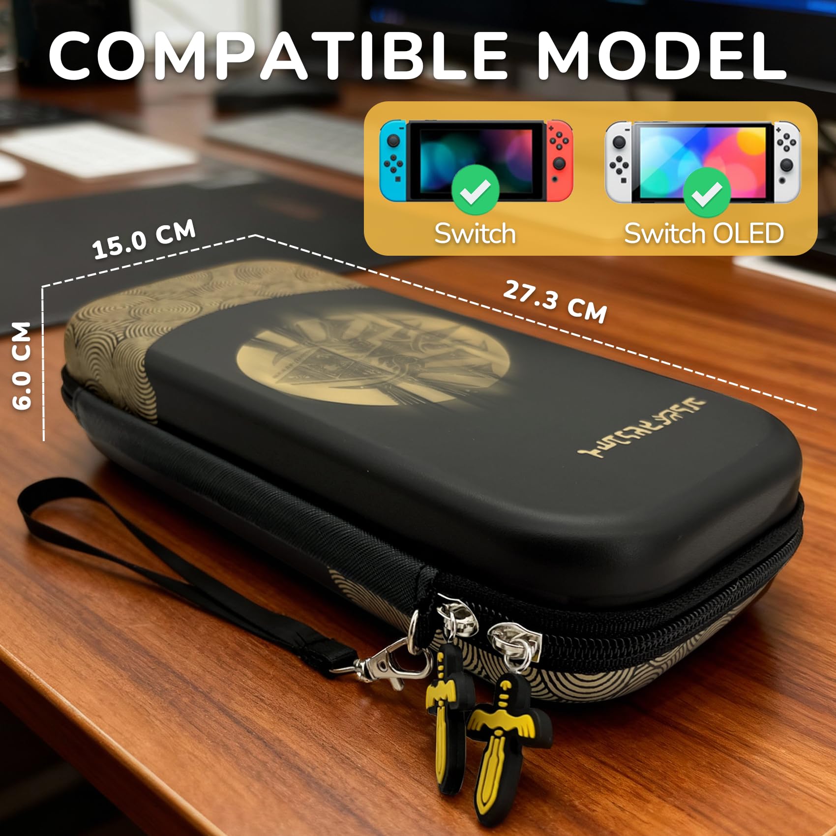 Custodia Protettiva per Switch e Switch OLED, Borsa Rigida per Switch con Spazio per 10 Schede di Gioco, Nero