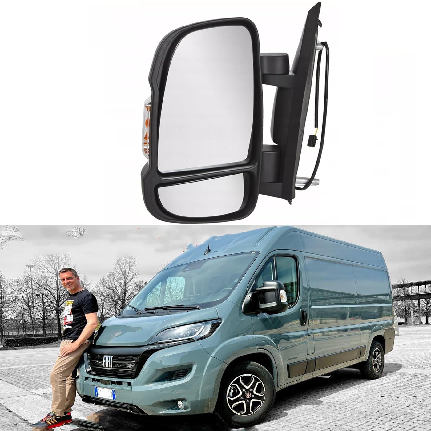 Specchietto Retrovisore,Specchio Esterno,Specchietto Auto,Specchietto elettrico a Braccio Corto per Jumper Boxer Ducato 2006- (Sinistro)