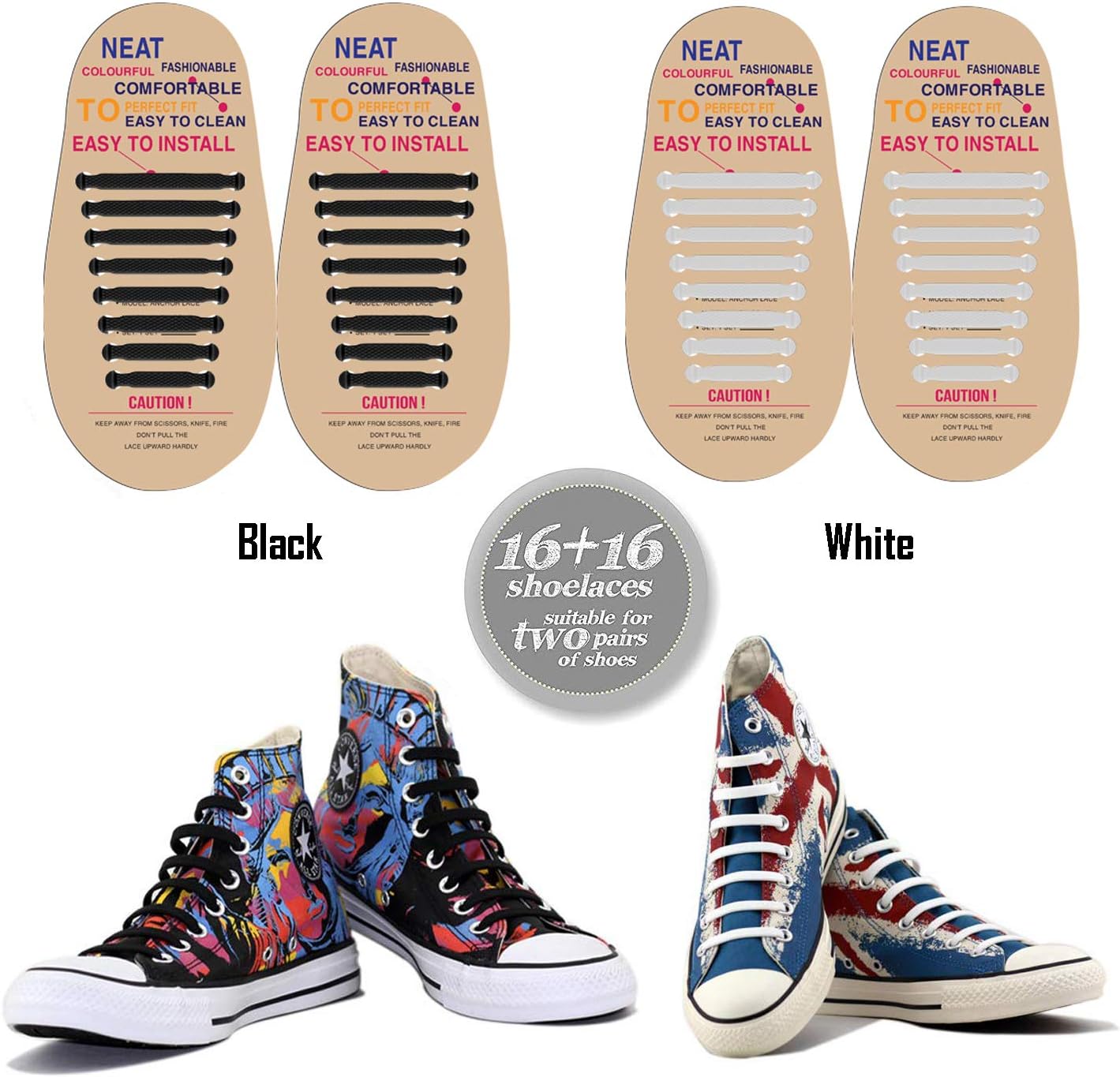 No Tie Shoelaces for Kids - Best in Sports Fan - Waterproof Silicon Flat Elastic Athletic Running Shoe Laces with Multicolor for Sneaker Boot Board Shoes and Casual