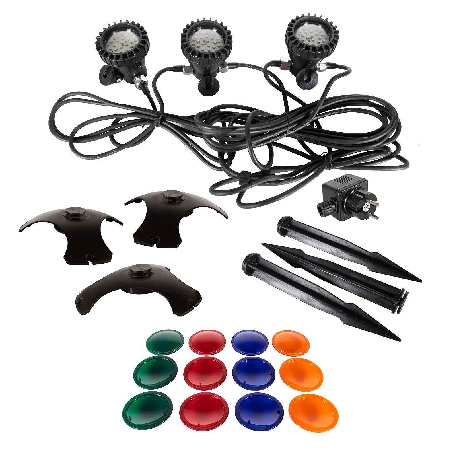 Mauk® Garten- und Teichbeleuchtung Set | RGB LED 3X 1,5W | versch. Farben