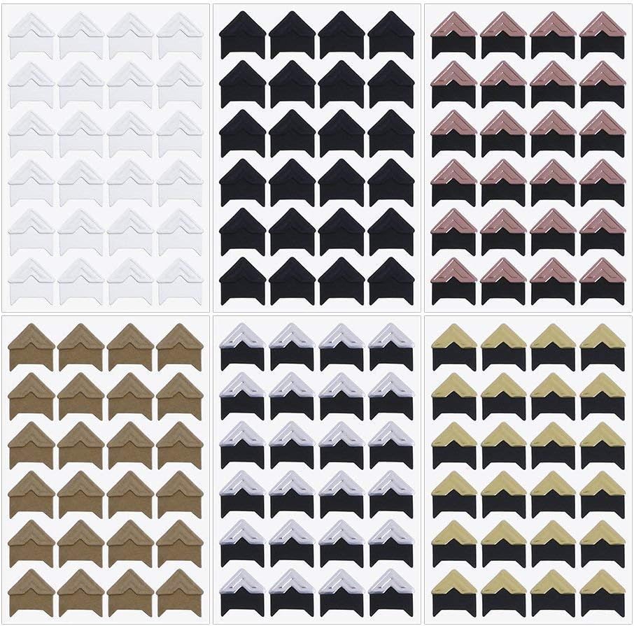Penta Angel 12 Sheets 6 Colors Photo Corner Stickers Holder Protectors Self Adhesive Photo Mounting Corner Stickers Picture Corners for DIY Scrapbooking Photo Album Personal Journal Diary, 288 Count