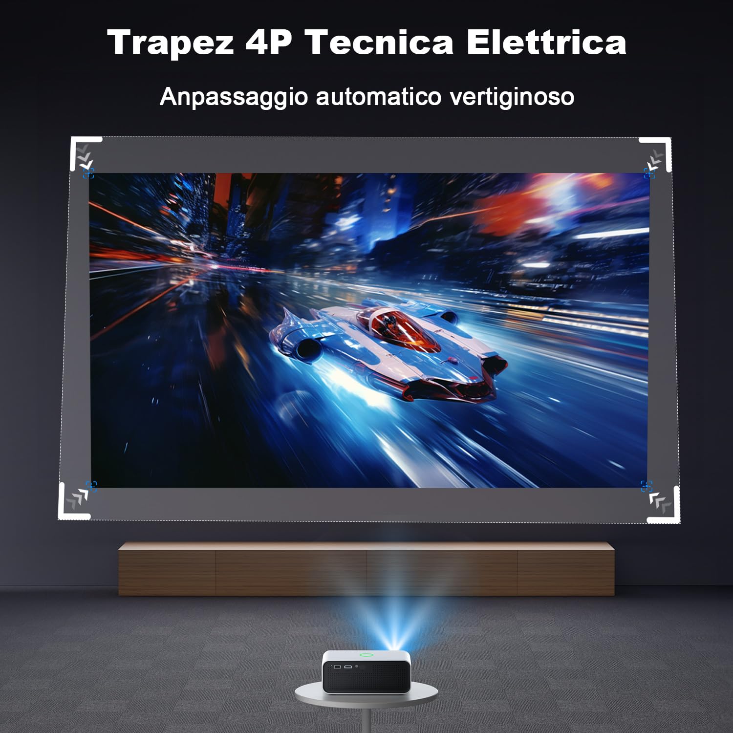 Mini Proiettore 4K Supporta, VISULAPEX Proiettore Android 11 WiFi 6 BT 5.2 12000 Lumens, Mini Proiettore Portatile Home Cinema per Smartphone/iOS/Android/TV Stick/HDMI/USB