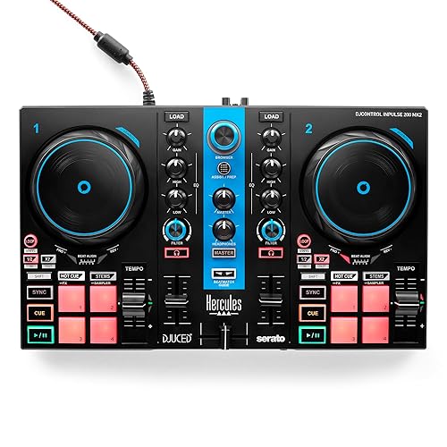 Hercules DJControl Inpulse 200 MK2 Arctic Blue Edition - Ideal DJ Controller for Learning to Mix - Software and Tutorials Included