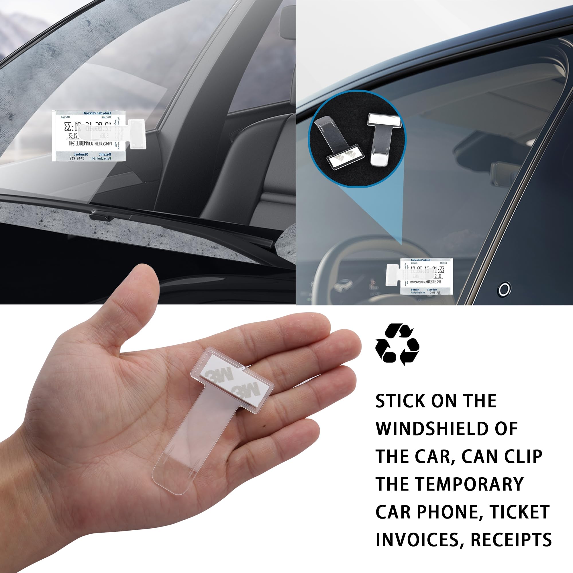 6 Portabiglietti da Parcheggio, Portabiglietti da Parcheggio Trasparenti per Parabrezza, Portabiglietti da Parcheggio in Plastica per Auto e Veicoli, per Auto, Camion e Roulotte