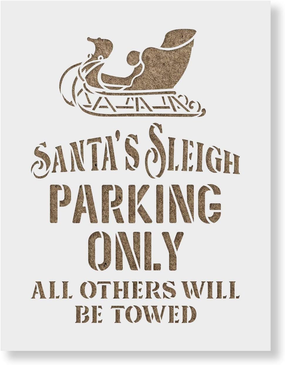 Santas Sleigh Parking Christmas Sign Stencil - Christmas Sign, Christmas Stencil Outline, Christmas Porch Sign, Card Stencils, Large Stencil
