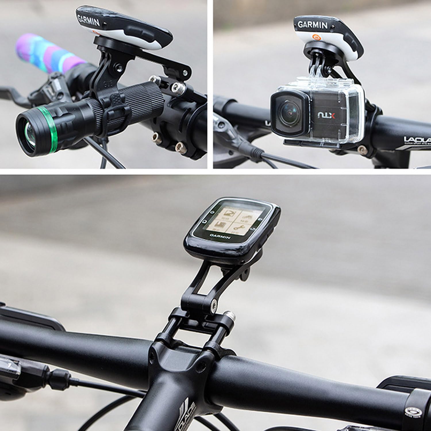 Supporto regolabile per bicicletta da strada in lega di alluminio compatibile con Garmin Edge, Wahoo Elemnt, Bryton, Cateye, fotocamera GoPro e lampada