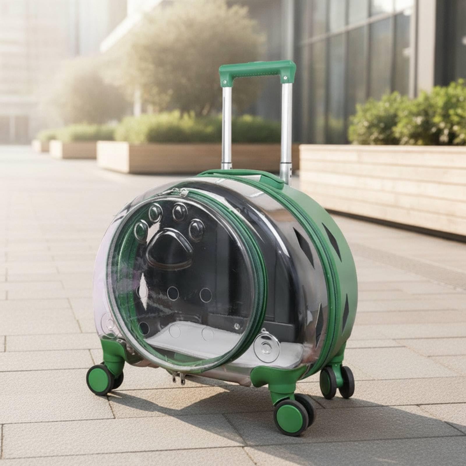 Trasportino Trasparente per Gatto, Arancione Semitrasparente, Borsa Da Viaggio Per Animali Domestici Con Ruote, Semitrasparente, Arancione