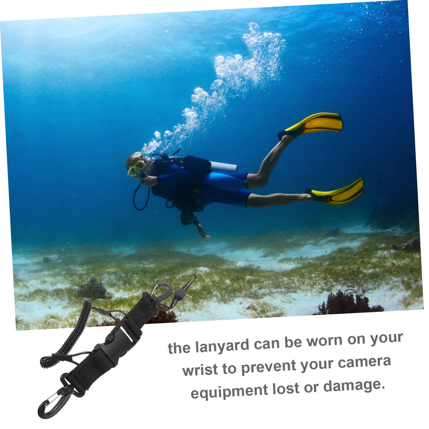 OSOLADY Diving Camera Rope Scuba Diving Coil Lanyard Camera Lanyard Spring Protective Strap