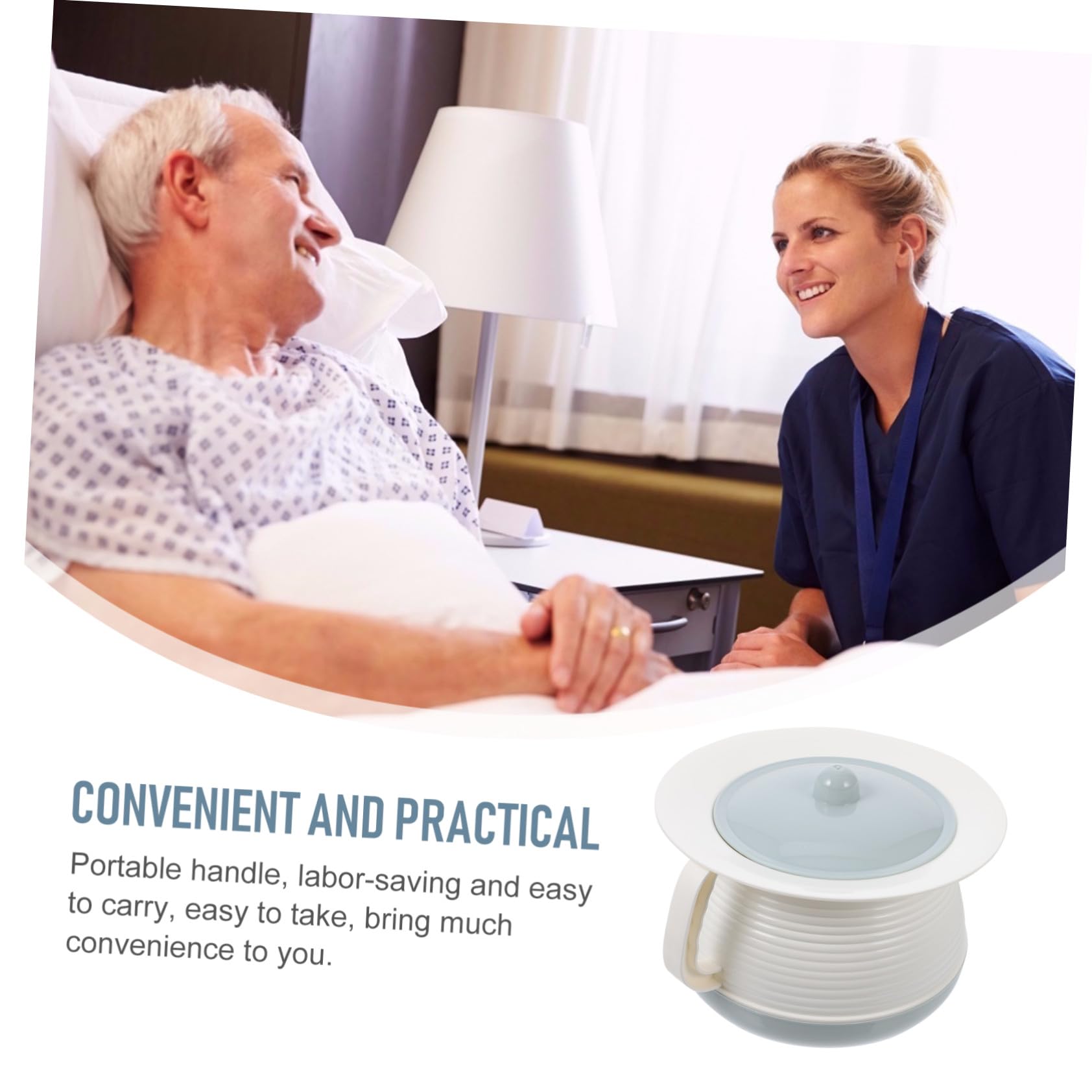 Anneome Pot de nuit pratique en plastique incassable avec couvercle Pot à urine portable pour adultes et utilisation domestique stable avec poignée anti-odeurs et durable