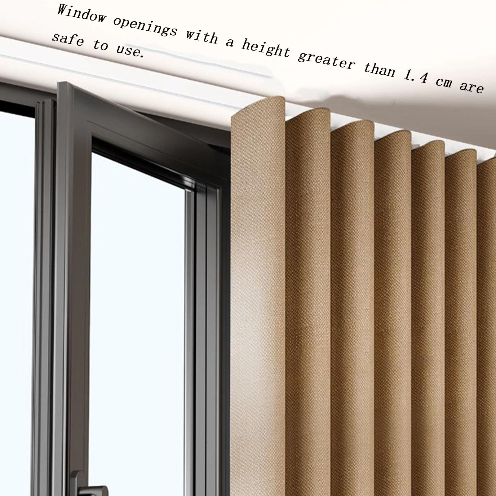 Rail de rideau de plafond en alliage d'aluminium à voie en forme de V avec poulies silencieuses, adapté aux baies vitrées et aux fenêtres à ouverture vers l'intérieur(9.1 ft)