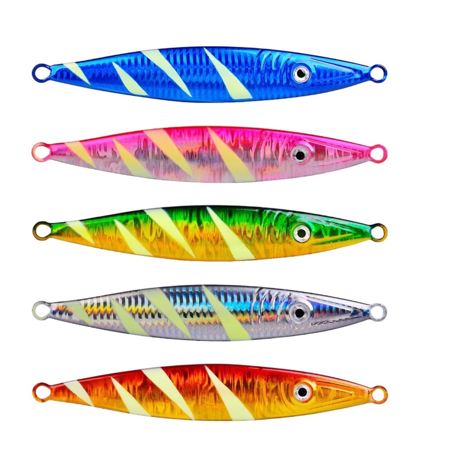 Kit De 5 Uds 60g 80g 100g 160g 200g Señuelo De Pesca Jigging Luminoso Cuchara De Plantilla De Metal Pesca Shore Señuelos Cebo De Atún Mar De Agua Salada