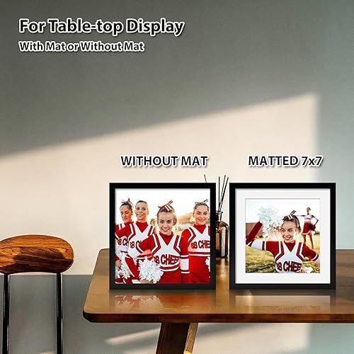 Vista 140 de KINLINK Juego de 4 portarretratos de 12 x 12 pulgadas, cuadrados de madera mate de 8 x 8 pulgadas con plexiglás para 8 x 8 pulgadas con paspartú